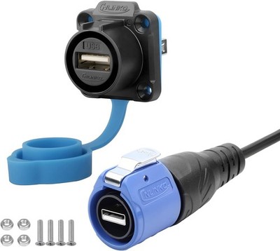 LP-20 USB 2.0 IP68 Waterproof Connector Male Plug 1M Cable Type Female Panel