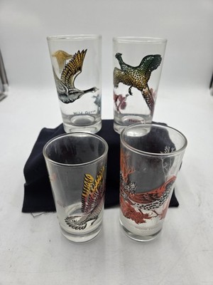 VTG Set Of 4 Duck Tumbler Drinking glass Water Fowl Barware Mid Century Home Bar