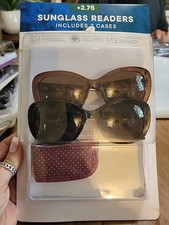 2 Pack Sunglass Readers Full Frame UV Protection Includes 2 Cases 2.75 Power