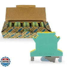 Meowlian 50PCS USLKG2.5 Wire Terminal Block - DIN Rail Ground Terminals for 1