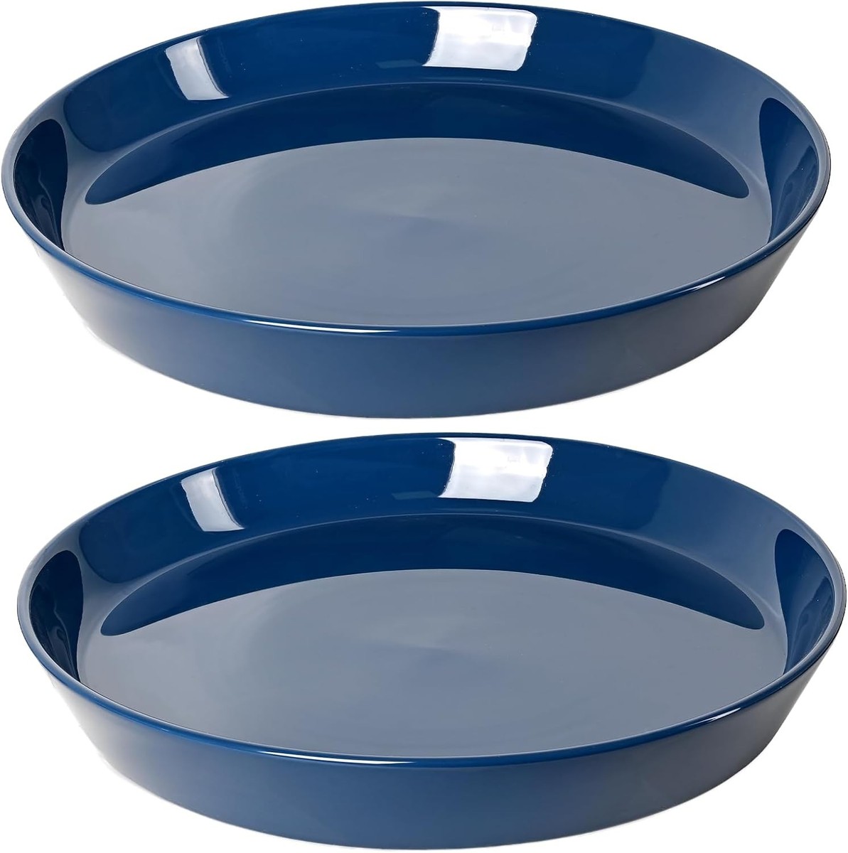Plant Saucer Blue Ceramic Deep Pot Tray 2 Pack 3.5-4 inch Planter