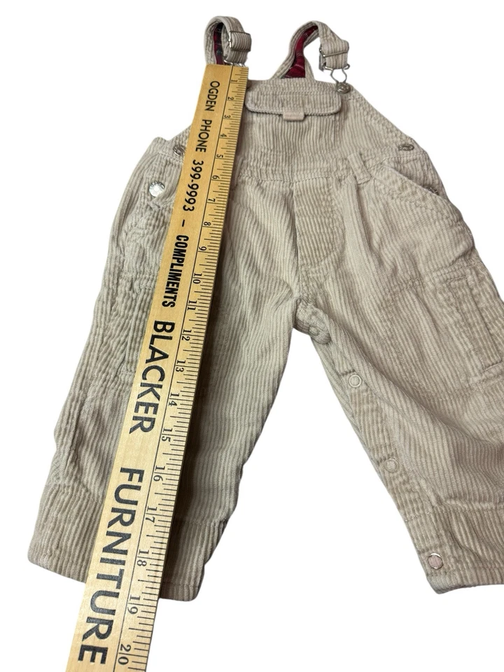 Mono de pana 6-9M para niños beige tostado 100 % algodón Foto 3 de 4