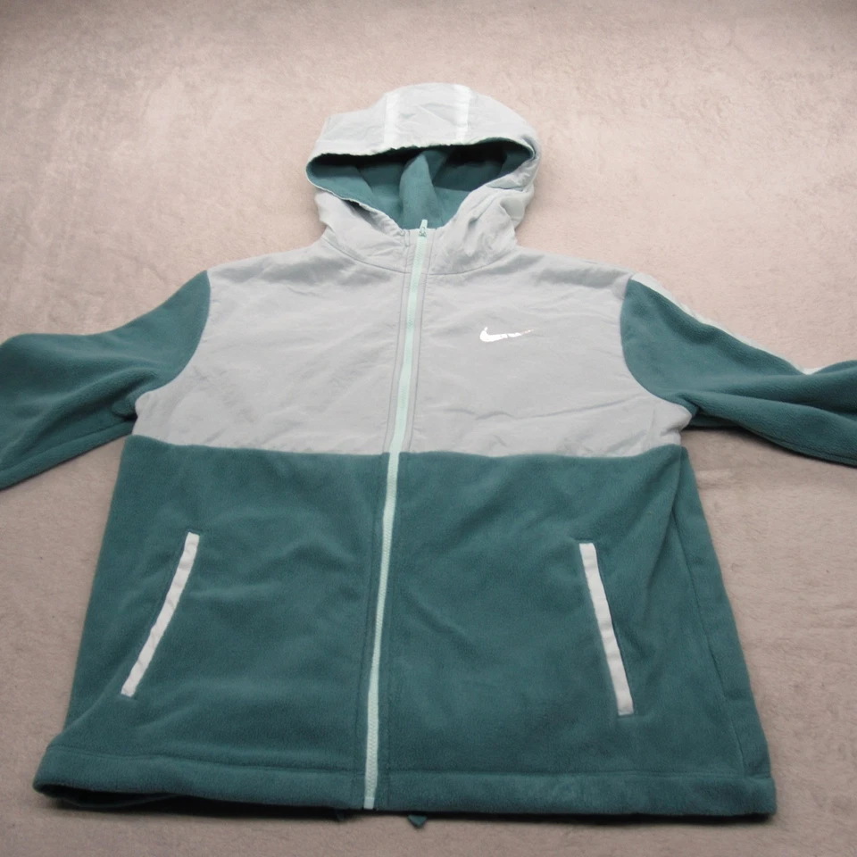 Nike Sudadera Térmica con Capucha Niñas XL Colorblock Chaqueta Polar Verde Azulado Bolsillos con Cremallera Completa Foto 2 de 4