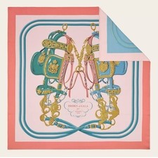 Hermes Scarf Stole Brides de Gala Double Face Pink Blue Silk Auth New Carre 90