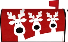 Merry Christmas Elk Mailbox Cover 21X18 Inch, Red Christmas Reindeer Post Letter
