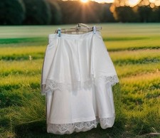 NEW Lace Trim Cottagecore Cosplay Fairycore 2Tier Whimsy Goth Skirt Sz M White