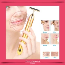 24K Beauty Energy Gold Bar Face Roller Massager Vibration Anti-Aging Wrinkle  
