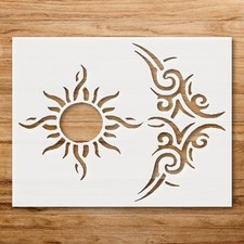 Tribal Sun Wall Art Reusable Plastic Stencil for Home Decor - StencilAir