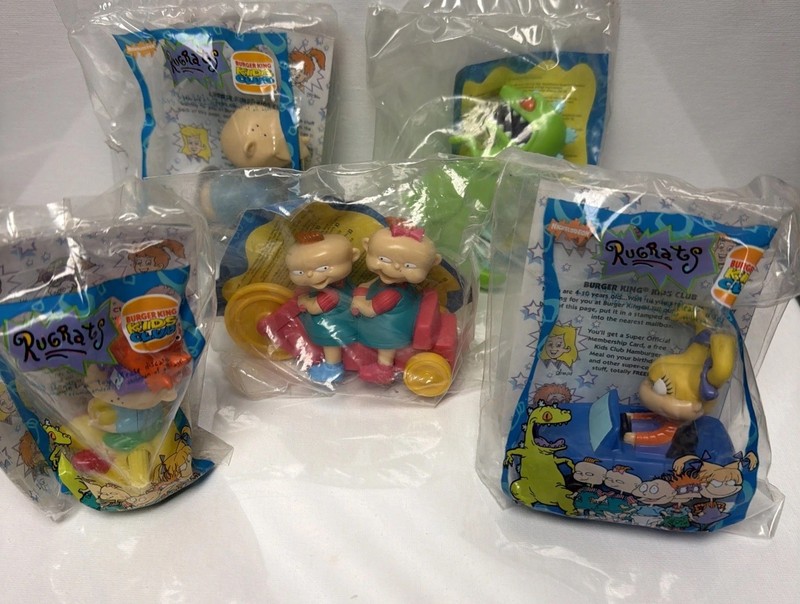 1998 Burger King Kids Club Rugrats Complete 5 Toy Set – Sealed