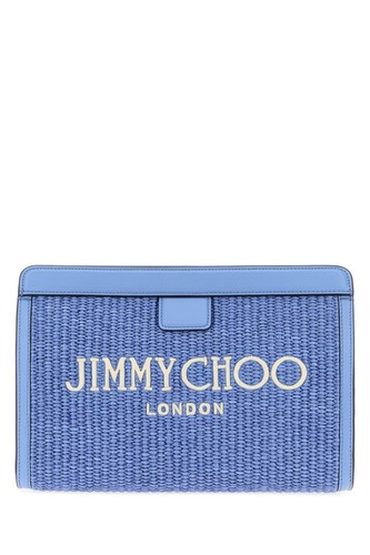 JIMMY CHOO blue raffia Avenue London clutch Bag New And Authentic