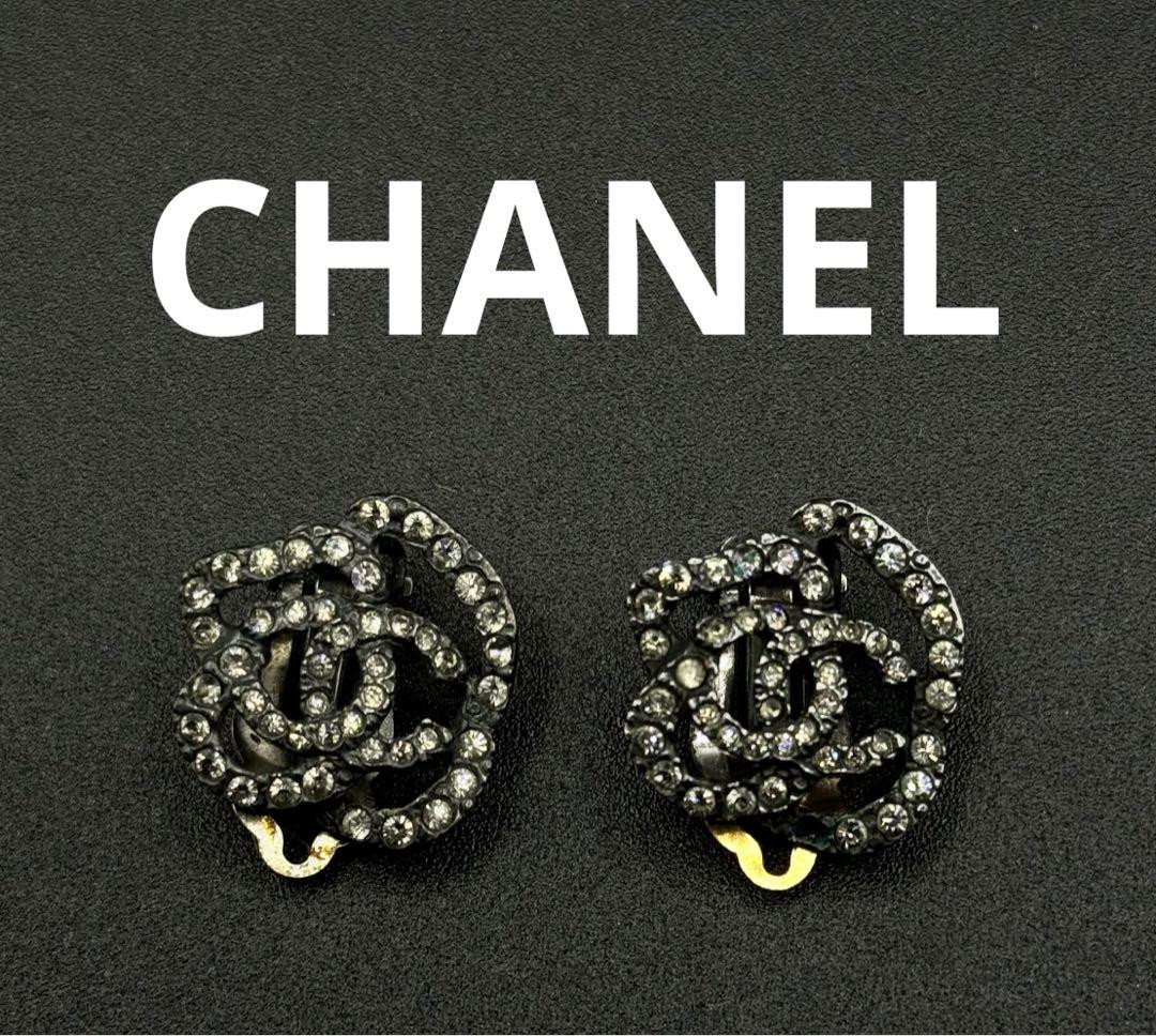 CHANEL Camellia Earrings Rhinestone 00 A Women's Fashionable
