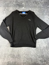 Champion Sweater Mens Large Black High Low Hem Tight Knit Long Sleeve USA Made