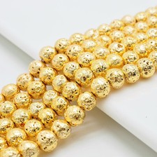 NEW STYLE Gold Plated Lava Round Beads, 4mm/6mm/8mm/10mm/12mm Gold Gemstone