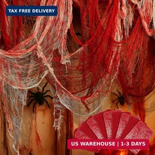 10 Pcs Red Bloody Halloween Creepy Cloth, Haunted House Scary Gauze Decor