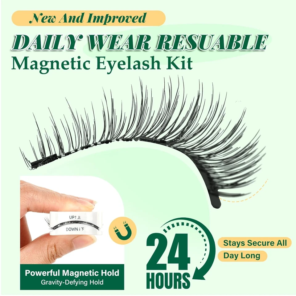 Daily Wear Reusable Magnetic Eyelashes 2 Pair with Applicator No Glue Needed 3D  - Image 4 of 4