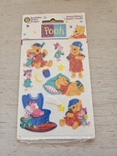Vtg Sandylion Stickers Disney Fuzzy Sleepytime Pooh Piglet