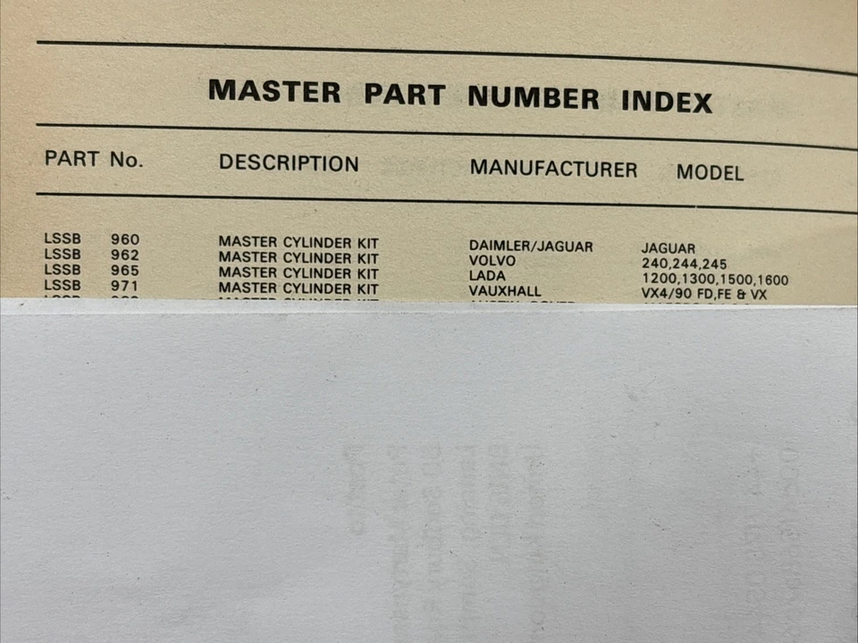 Vauxhall VX4/90 FD, FE & VX Girling Brake Master Cylinder Rebuild Kit - Image 3 of 3