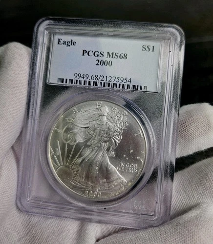 1oz American Eagle Silver Bullion Coin Medal Pure Fine US Liberty 2000 MS68 PCGS