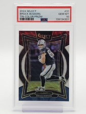 BROCK BOWERS 2024 SELECT TRI-COLOR PRIZM ROOKIE /299 #31 RAIDERS PSA 10 Q0004