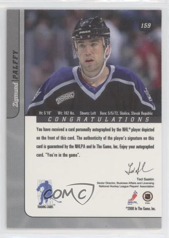 2000-01 ITG Be A Player Signature Series Auto Gold Ziggy Palffy #159 Auto - Image 2 of 2