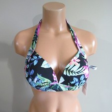 Tommy Bahama Tropical Bliss Triangle Cup Bra Swim Top Black Multi S NWOT