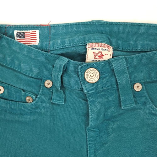 True Religion Tara Skinny Jeans Green Stretch Ankle Zipper Size 23 LowRise Denim - Picture 3 of 15