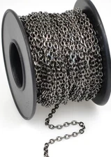 Chain, 32 Foot Spool Gunmetal Brass Diamond Cut Cable Chain with 2.1x3mm Links