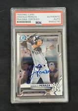 OSWALD PERAZA AUTOGRAPHED TOPPS BOWMAN YANKEES CHROME BCP-50  PSA SLABBED