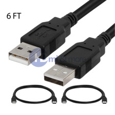 2x 6Ft 6FEET USB 2.0 Type A Male to Type A Male Cable Cord Black Lot Pack