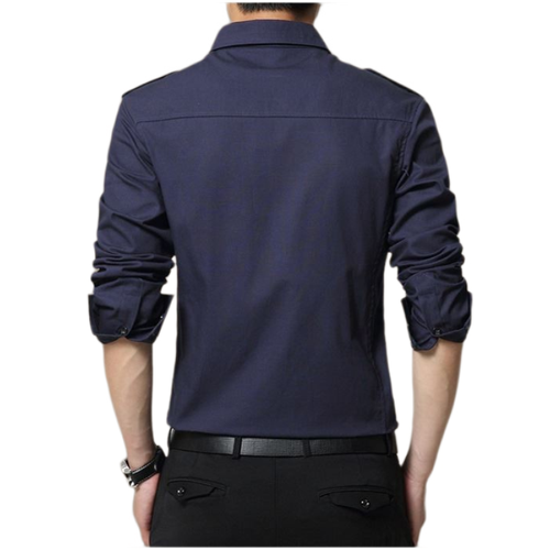 Militär Herren Cargo Hemden T-Shirt Langarm Tasche Button Down Baumwolle Blusen - Bild 12 von 72