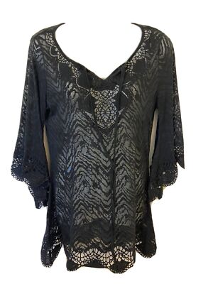 Mad Style Swim Cover Up  Womens S to M Fishnet Tunic Dress Sexy Black Witchycore