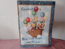 Vintage Soft Cloth Large Baby Book Counting Blue Jean Teddy Bear & Friends 10x7
