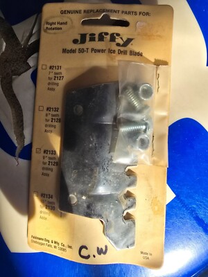 NEW JIFFY ICE AUGE BLADE WITH BOLTS  2133 MODEL 50-T 9'' RIGHT HAND ROTATION