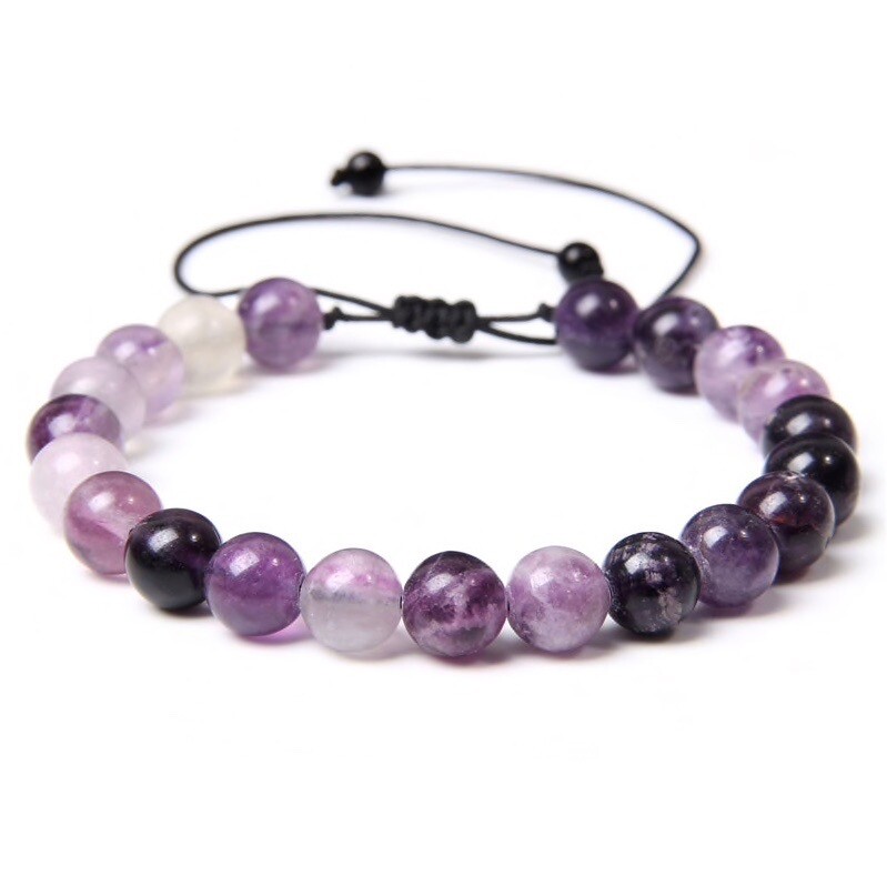 Bracelet en fluorite de qualité supérieure perles naturelles et tressage artisanal luxe
