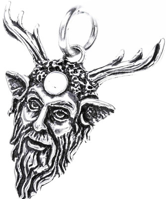 925 Silber Kelten Anhänger Cernunnos Green Man Naturschutz  + Lederschnur  M2me