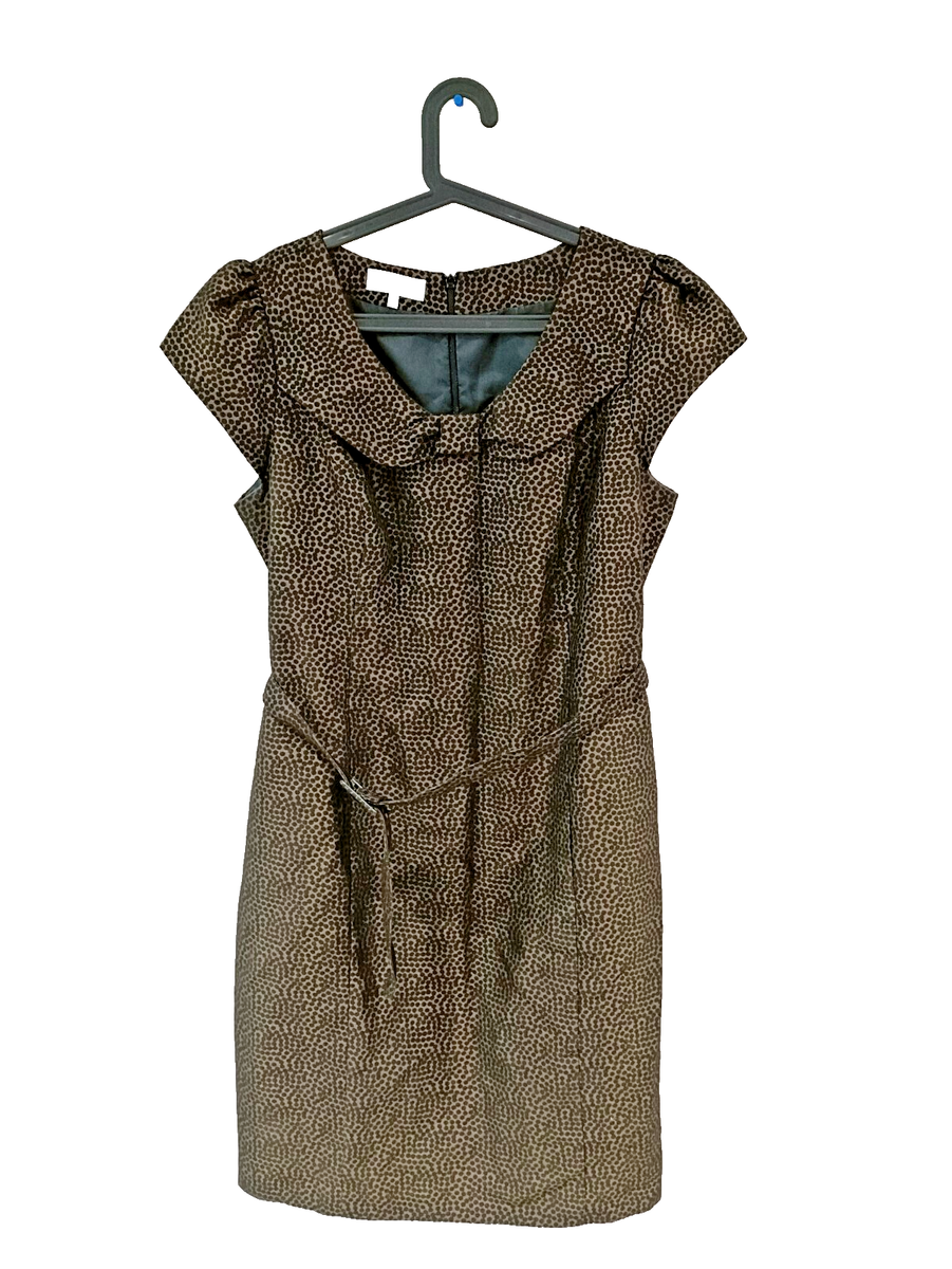 LAURA ASHLEY OCCASSION Dress Womens 18 Polka Dots Brown Midi M2