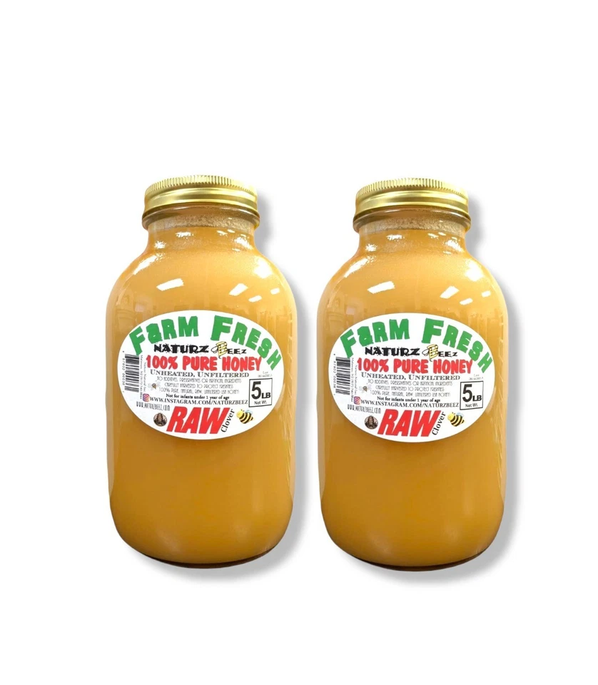 2x RAW HONEY 5LB Includes Two 5lb Jars 100% RAW CLOVER 5LB - Image 2 of 4