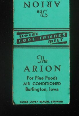 1940s? The Arion for Fine Foods Air Conditioned Burlington IA Des Moines Co MB