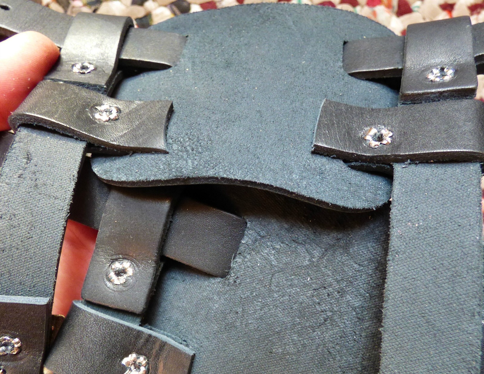Brand new pair of black colored leather bindings for snowshoes