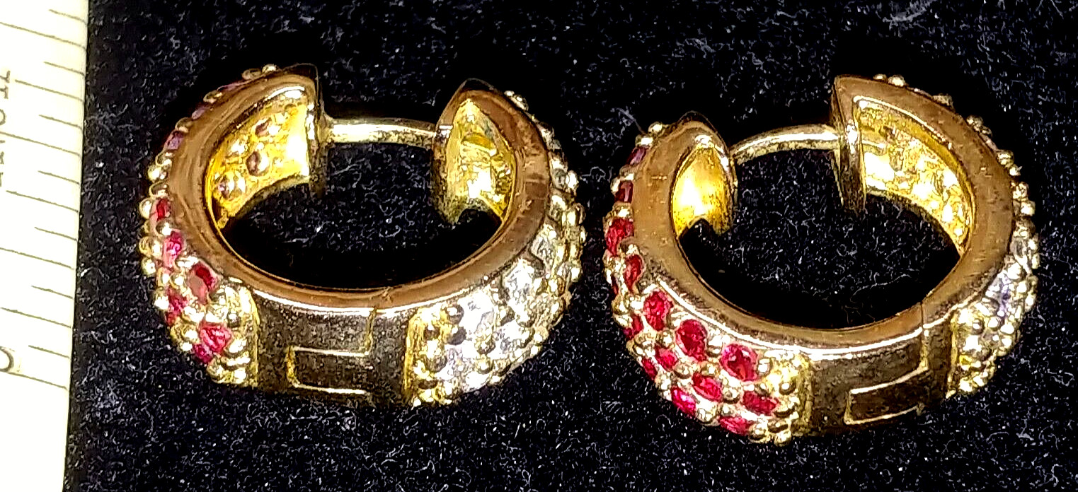 925 silver gold ruby earrings - image 1