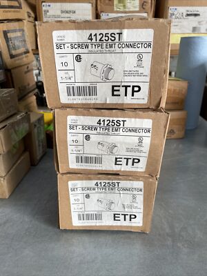 1 Box OF 10 -ETP 4125ST 1-1/4'' Setscrew Insulated Throat Type EMT Connector~ NEW