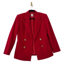 Iceberg Blazer Jacket Womens Eu 42 Vintage Cashmere Red Gold Button Holiday