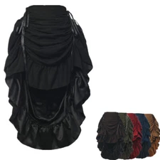 Women Gothic Steampunk Skirt Victorian High-Low Bustle Skirt Renaissance Pirate