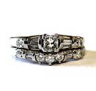 14k white gold semi mount setting diamond engagement ring wedding band 5.4g set — photo 8