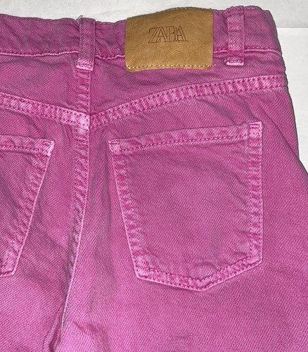 Zara Girls Pink Denim Wide Leg Jeans Button Fly Flare Size 5 Kids - Picture 7 of 7