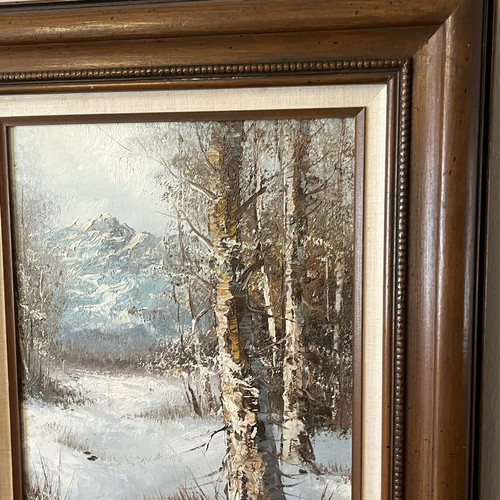 Vintage J. Medina Original Oil Painting On Canvas Winter Landscape Trees Art - Picture 6 of 11