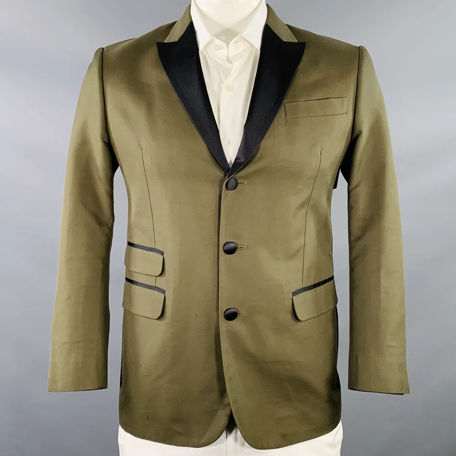 Cappotto sportivo DSQUARED2 taglia 42 verde oliva nero misto cotone pizzo risvolto