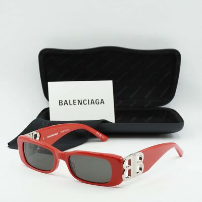 New BALENCIAGA BB0096S 015 Solid Red/Grey 51-18-130