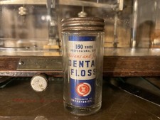 Vintage Dental Floss Hospital Quality glass and metal dispenser