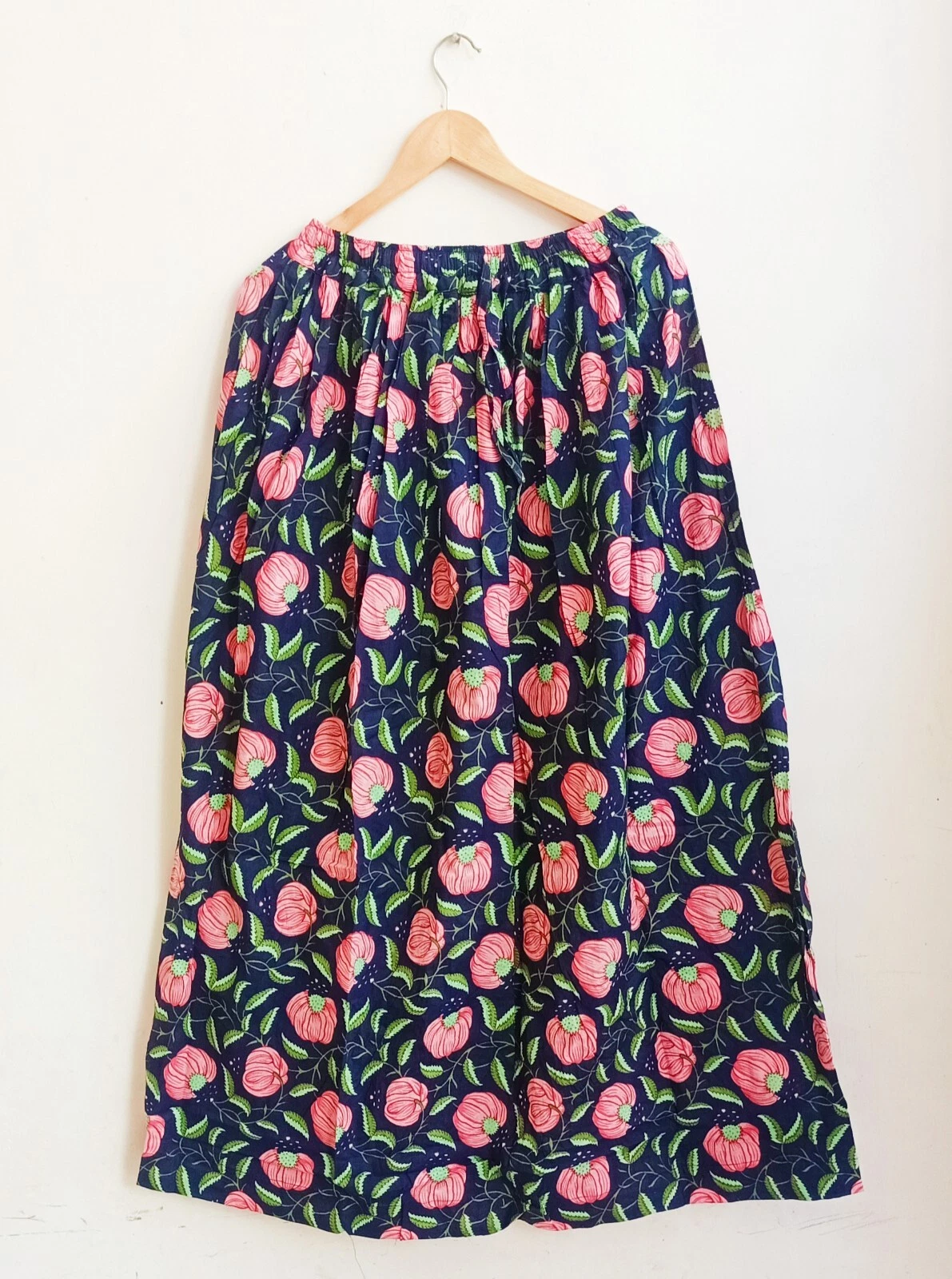 Indian Long Cotton Blue Floral Print Skirt Womens Clothing Skirt Partywear Skirt